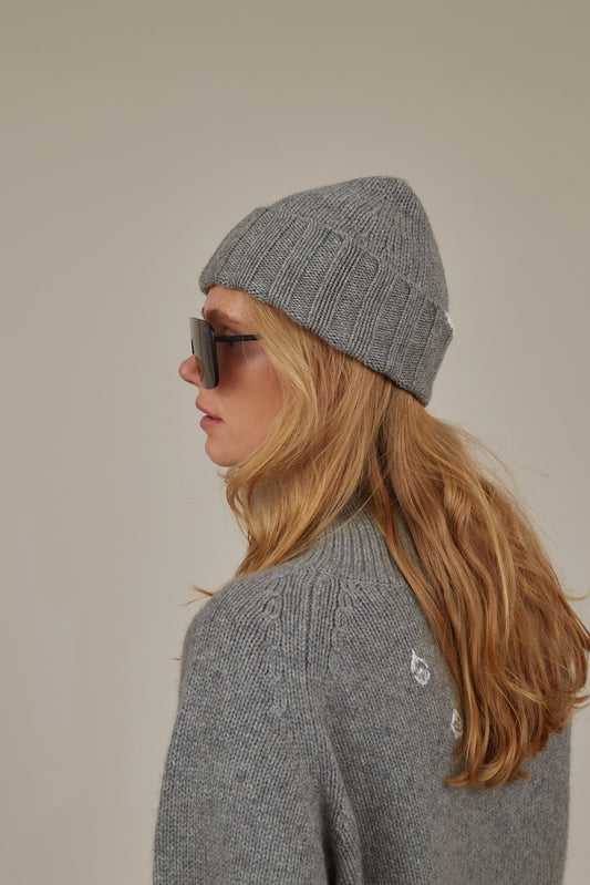 YARA HAND STITCH CASHMERE BEANIE