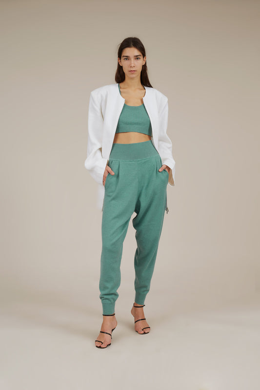 MAYA HIGH RISE CASHMERE TRACK PANTS